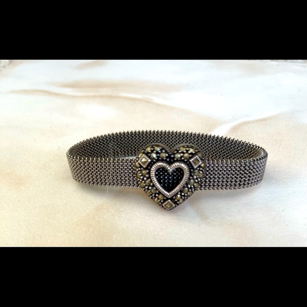 Sterling Silver Stretch Heart Bracelet